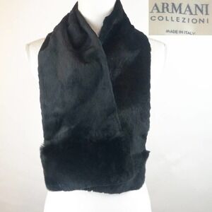 Armani Collezioni Genuine Fur Collar Scarf Black